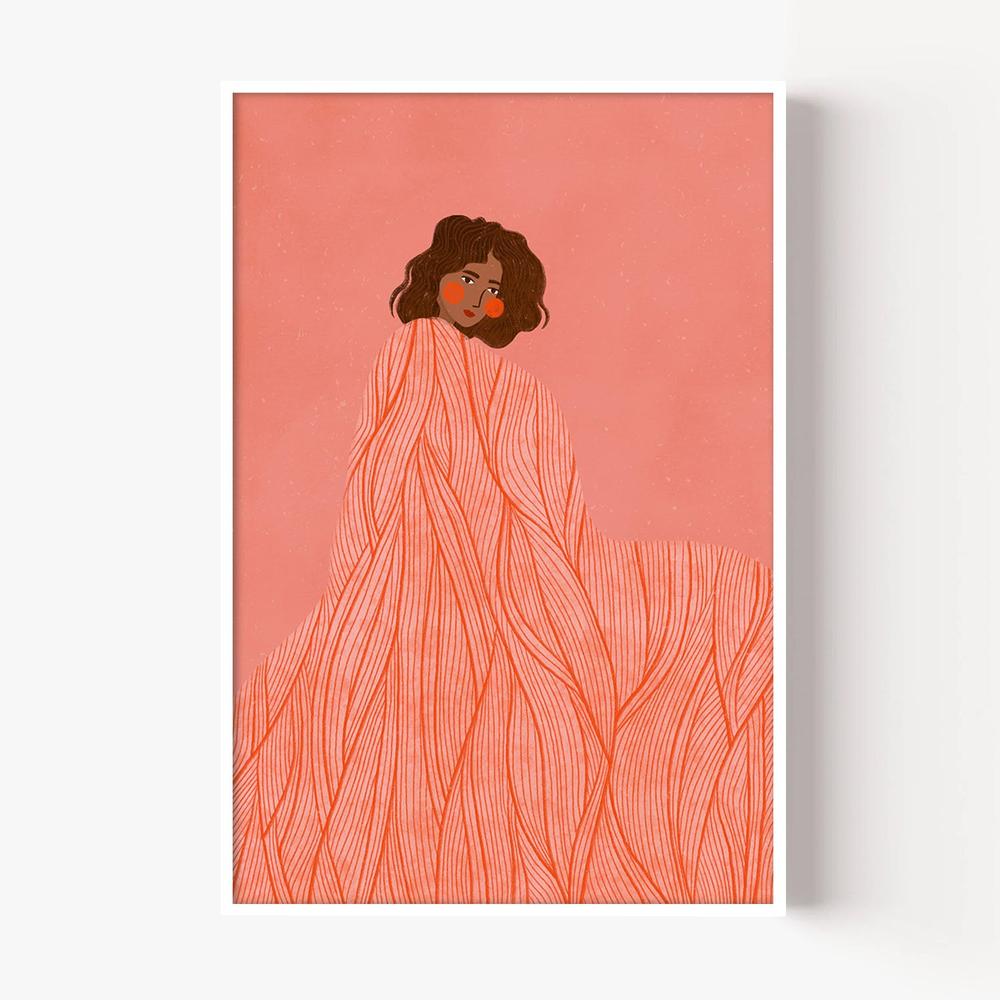 Coral Woman Dreaming-by-Bea Muller-wall-art-print-canvas-poster-framed-Gioia