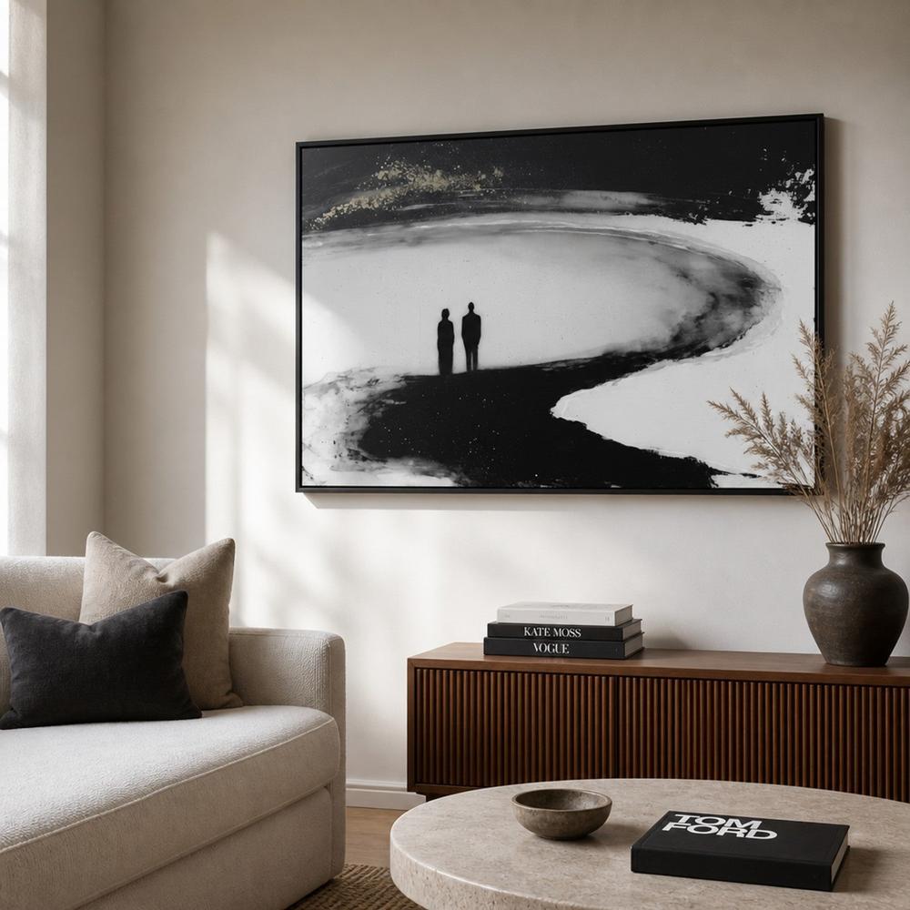 Couple Silhouette on Beach-by-Chromatic Storm Studio-wall-art-print-canvas-poster-framed-Gioia