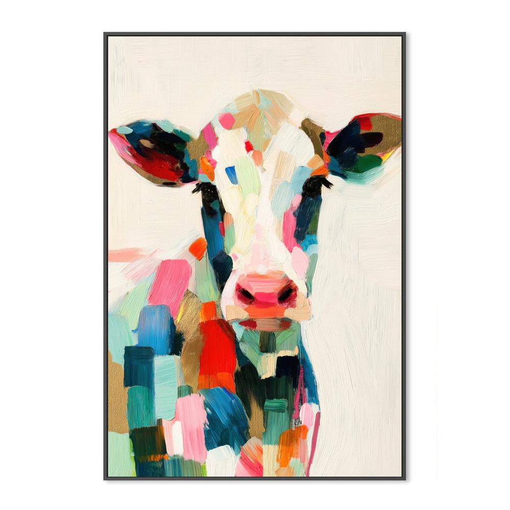 Cow Portrait in Brushstrokes-by-Chromatic Storm Studio-wall-art-print-canvas-poster-framed-Gioia