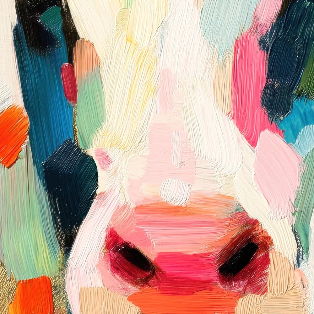 Cow Portrait in Brushstrokes-by-Chromatic Storm Studio-wall-art-print-canvas-poster-framed-Gioia