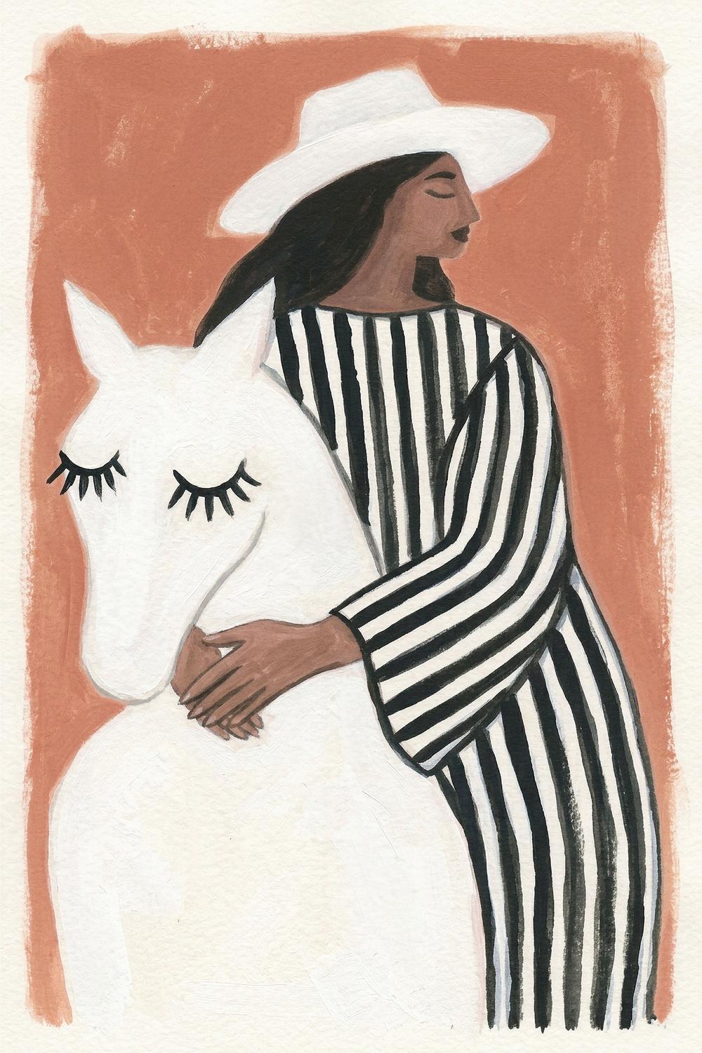 Cowgirl Companion-by-Lady Hana-wall-art-print-canvas-poster-framed-Gioia