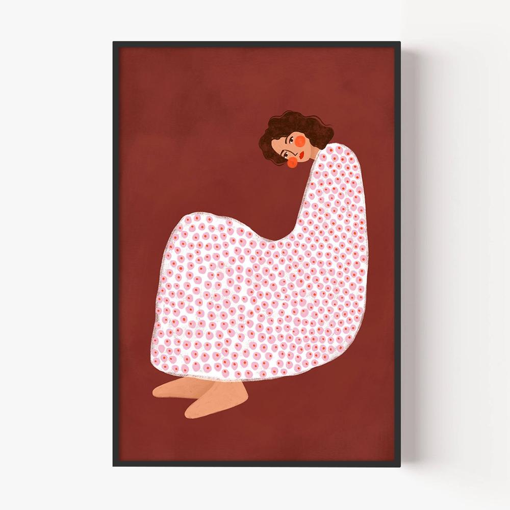 Cozy Dotted Woman-by-Bea Muller-wall-art-print-canvas-poster-framed-Gioia