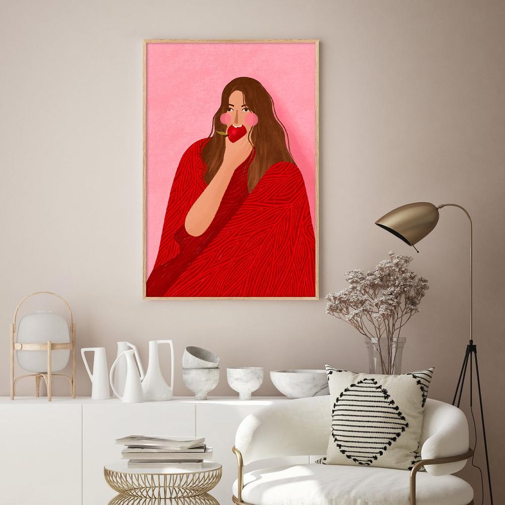 Cozy Woman Apple-by-Bea Muller-wall-art-print-canvas-poster-framed-Gioia