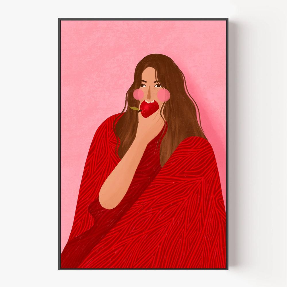 Cozy Woman Apple-by-Bea Muller-wall-art-print-canvas-poster-framed-Gioia