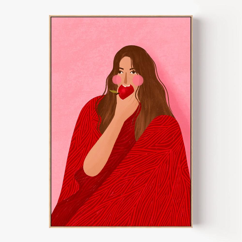 Cozy Woman Apple-by-Bea Muller-wall-art-print-canvas-poster-framed-Gioia