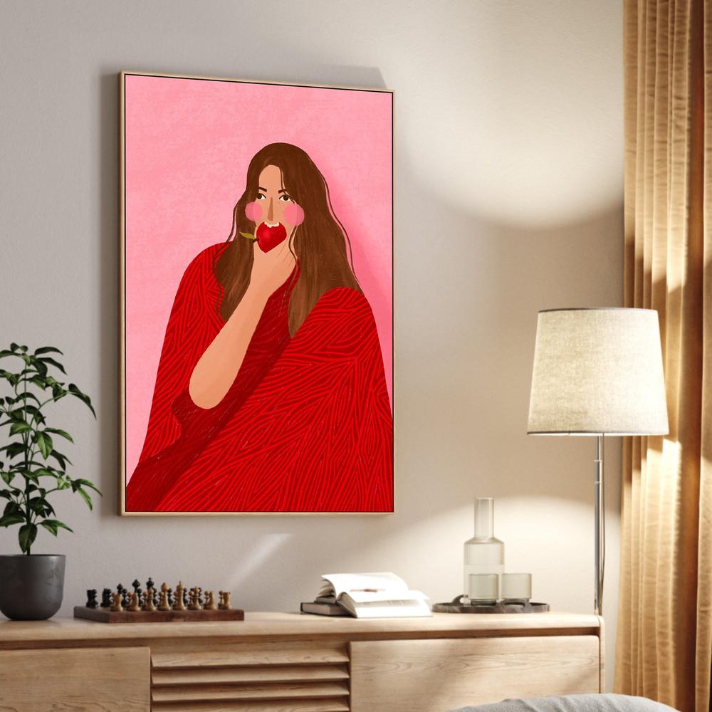 Cozy Woman Apple-by-Bea Muller-wall-art-print-canvas-poster-framed-Gioia