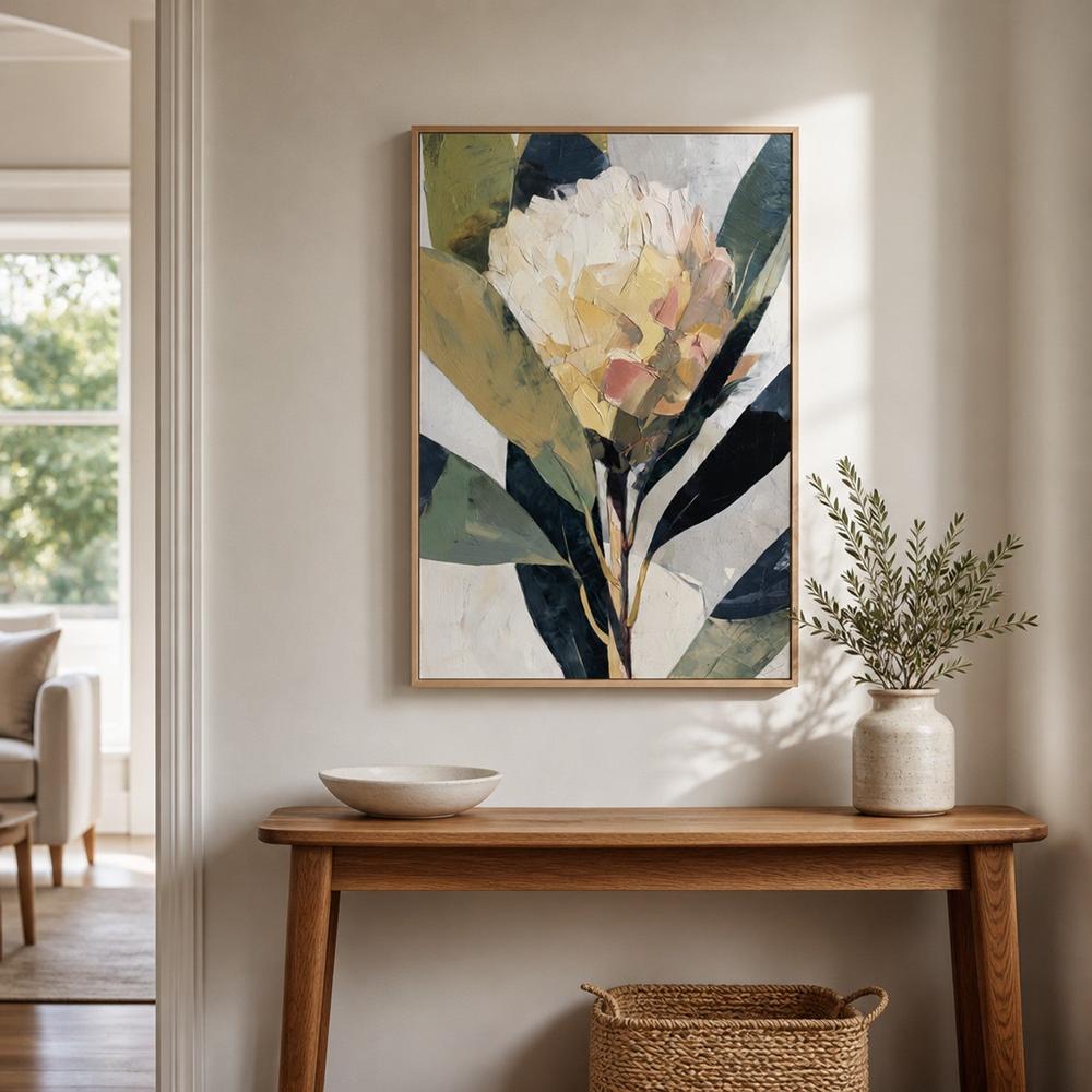 Cream Bloom with Textured Petals-by-Chromatic Storm Studio-wall-art-print-canvas-poster-framed-Gioia