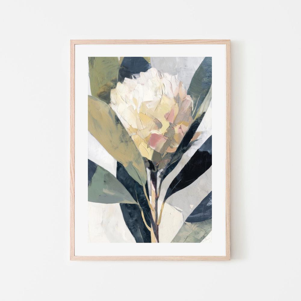 Cream Bloom with Textured Petals-by-Chromatic Storm Studio-wall-art-print-canvas-poster-framed-Gioia