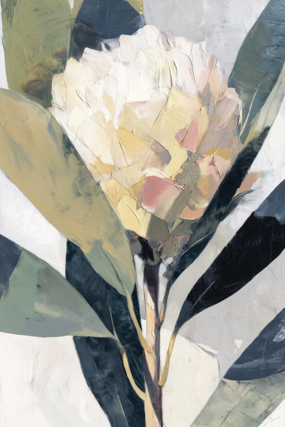 Cream Bloom with Textured Petals-by-Chromatic Storm Studio-wall-art-print-canvas-poster-framed-Gioia