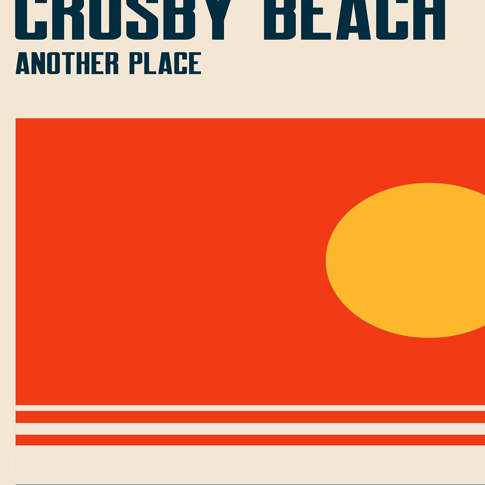 Crosby Beach Sun and Figures-by-Retrodrome-wall-art-print-canvas-poster-framed-Gioia