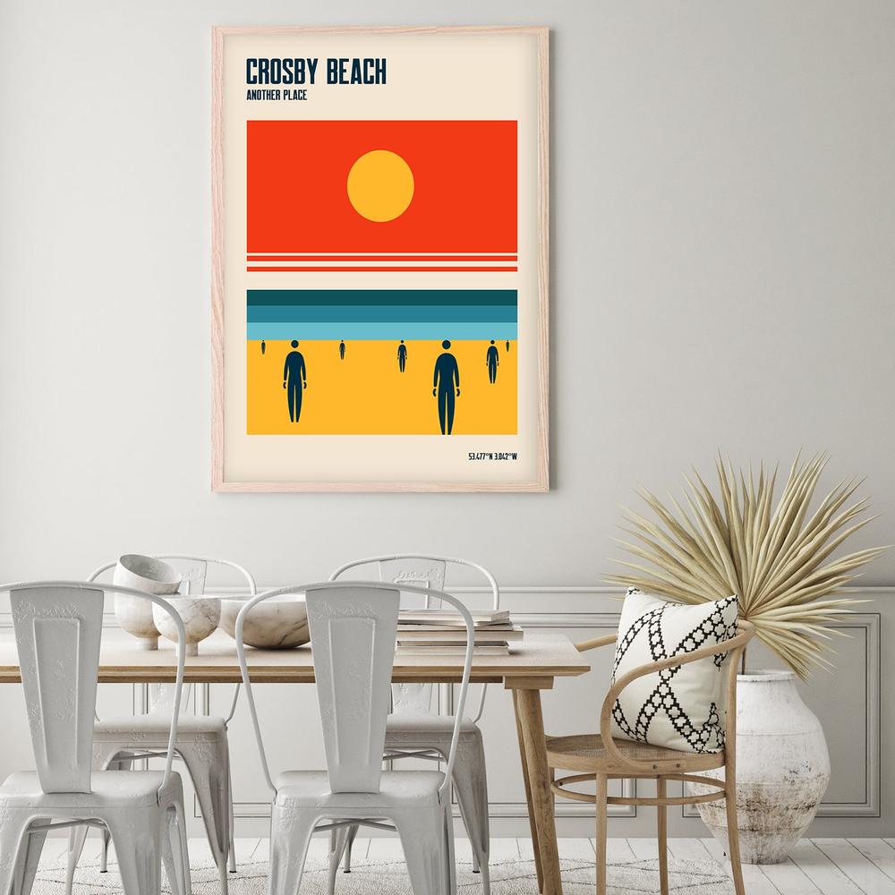 Crosby Beach Sun and Figures-by-Retrodrome-wall-art-print-canvas-poster-framed-Gioia