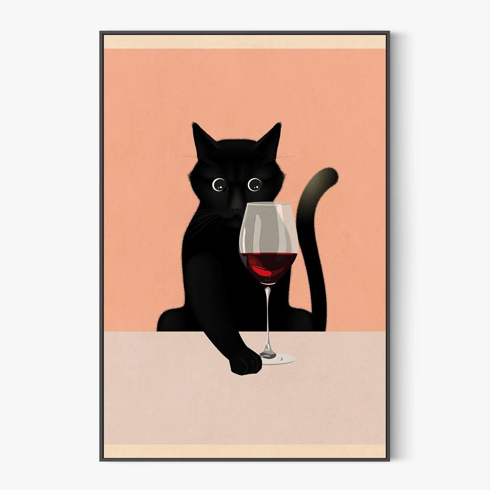 Curious Black Cat-by-WallChart Art Studio-wall-art-print-canvas-poster-framed-Gioia