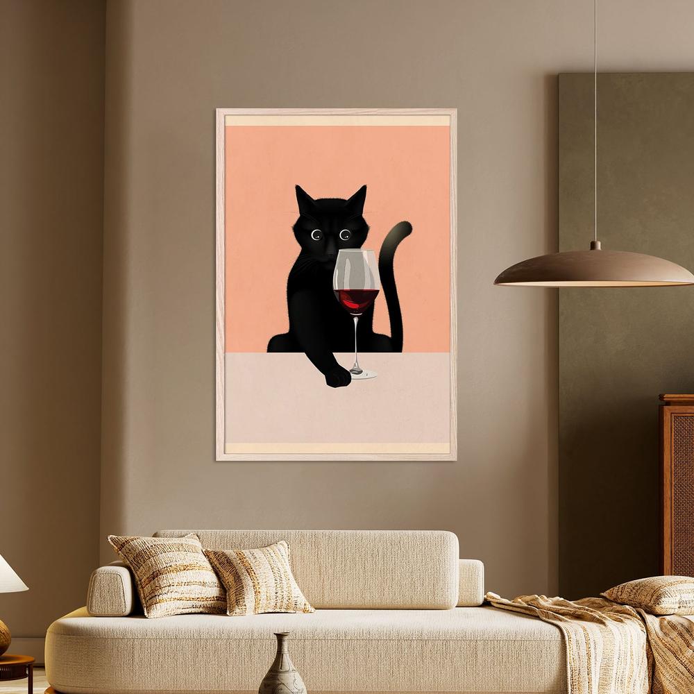 Curious Black Cat-by-WallChart Art Studio-wall-art-print-canvas-poster-framed-Gioia
