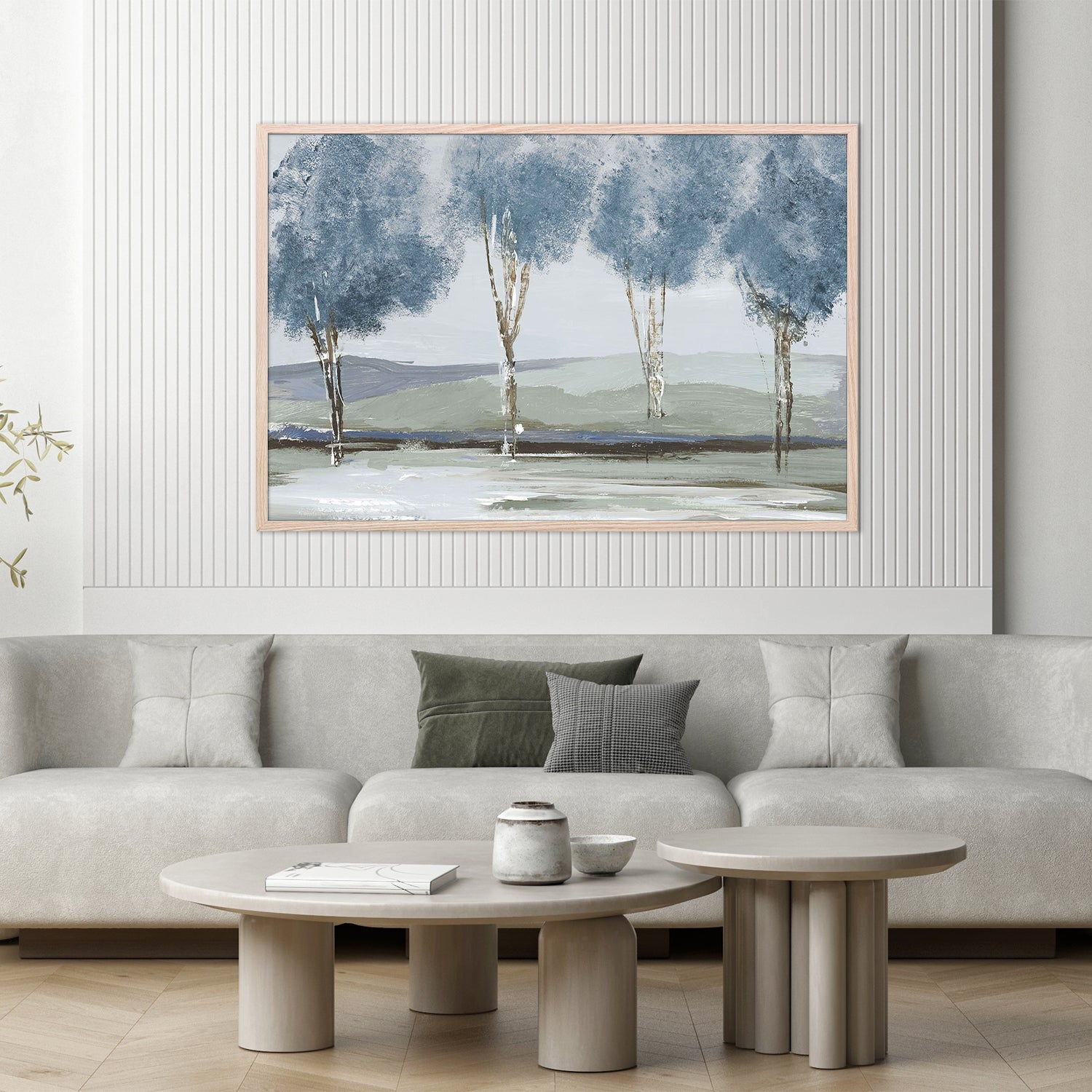 Golden Birch Tree Forest Blue Version
