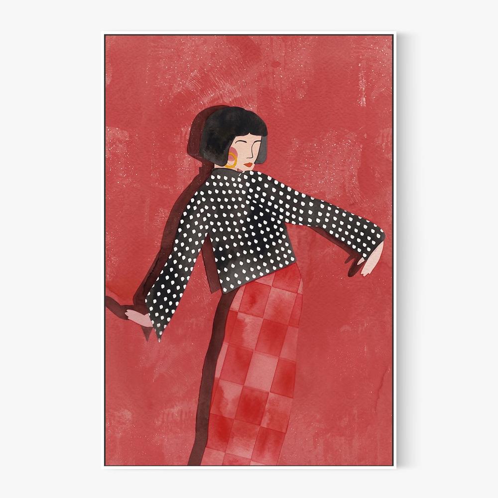 Dancing Woman Red Style-by-Essa Van Reis-wall-art-print-canvas-poster-framed-Gioia