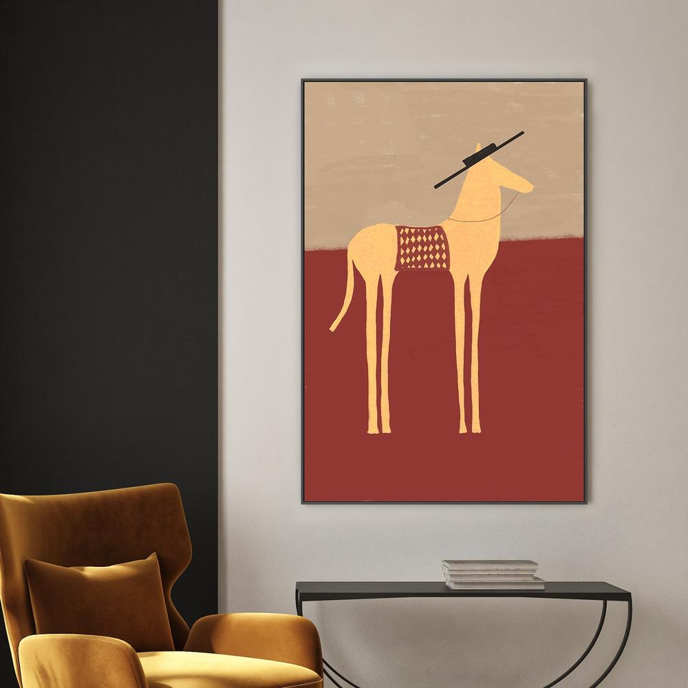 Desert Horse with Sombrero-by-The Art Concept-wall-art-print-canvas-poster-framed-Gioia