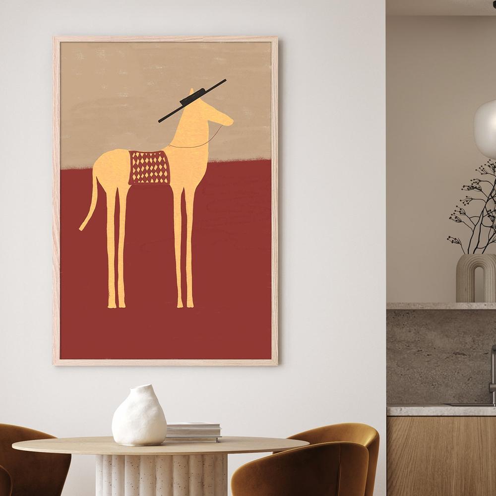 Desert Horse with Sombrero-by-The Art Concept-wall-art-print-canvas-poster-framed-Gioia