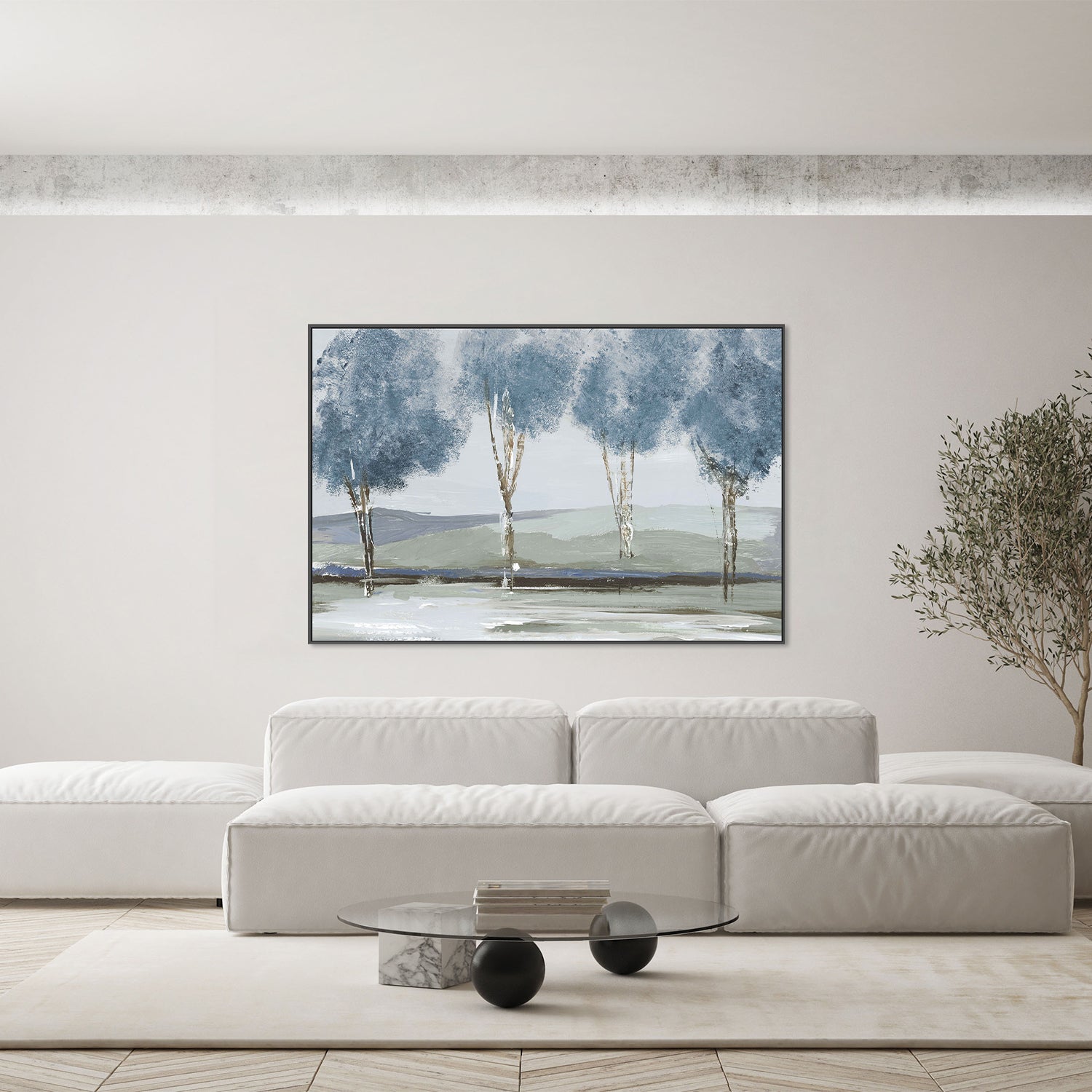 Golden Birch Tree Forest Blue Version
