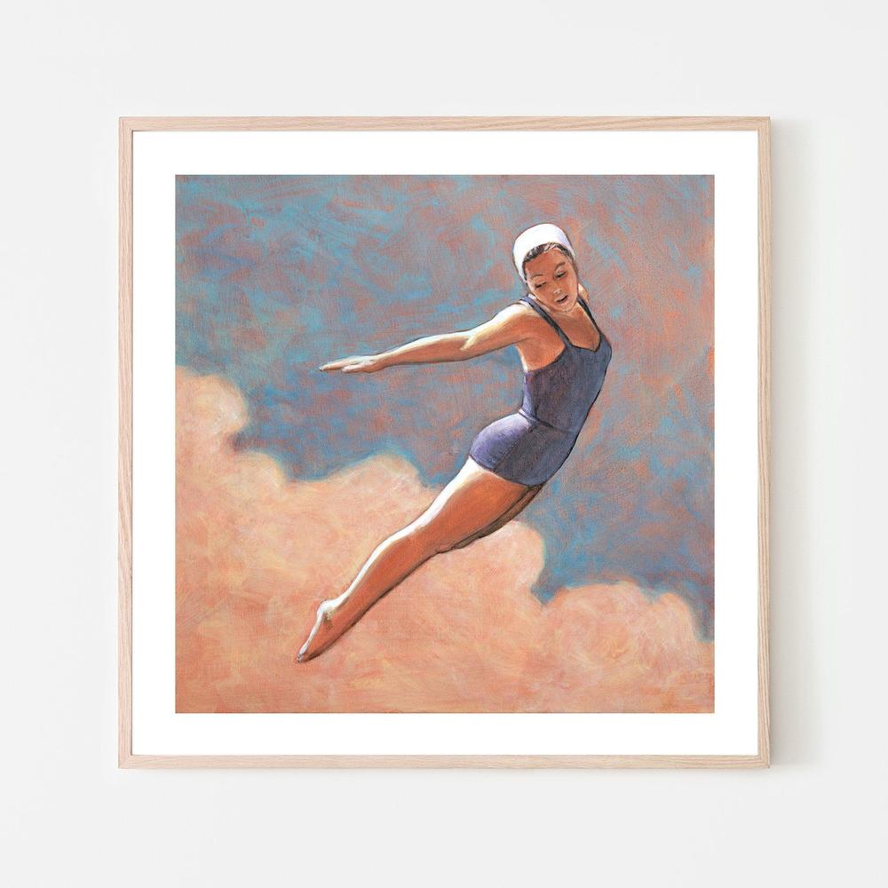 Diver in Soft Clouds-by-Sarah Morrissette-wall-art-print-canvas-poster-framed-Gioia