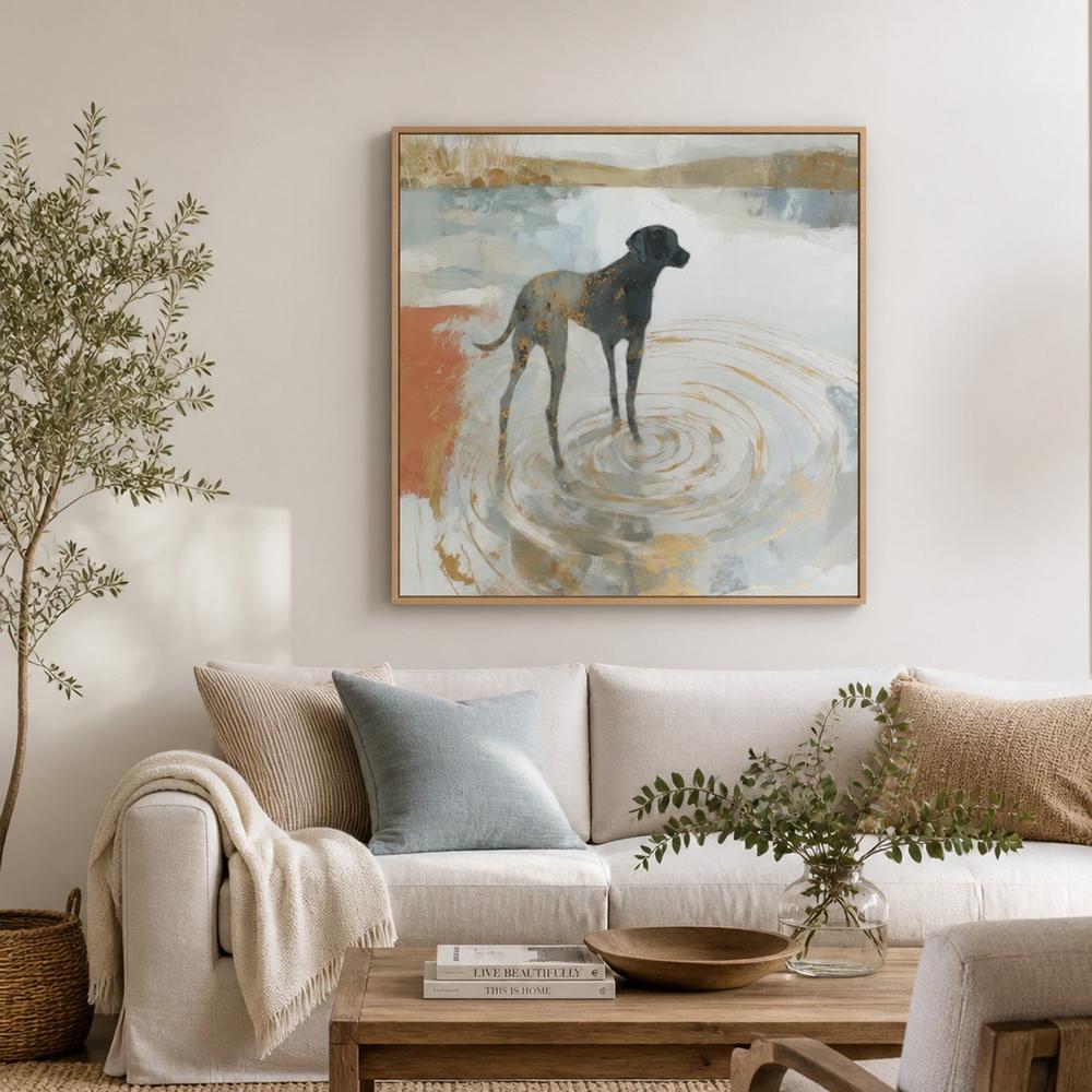 Dog in Golden Waters-by-Chromatic Storm Studio-wall-art-print-canvas-poster-framed-Gioia