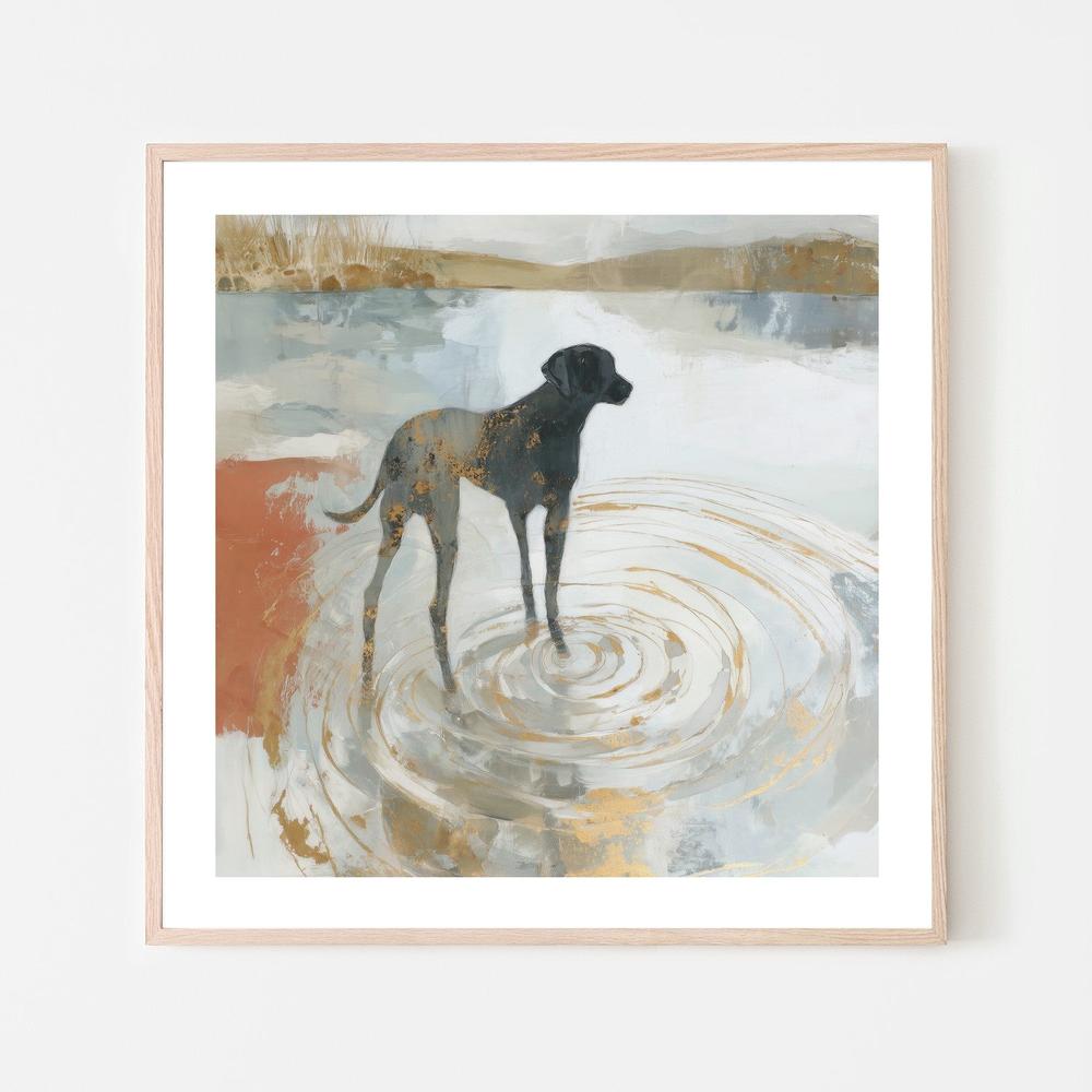 Dog in Golden Waters-by-Chromatic Storm Studio-wall-art-print-canvas-poster-framed-Gioia