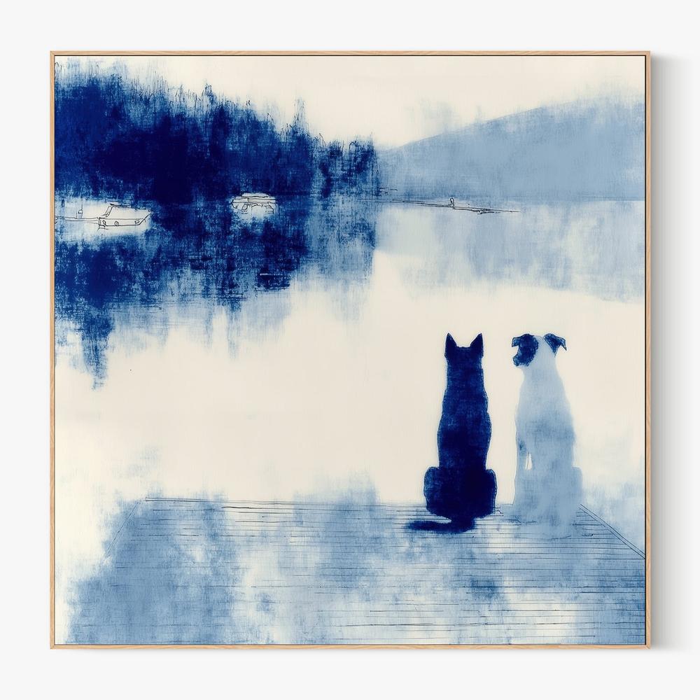 Dogs on Dock-by-Jordão de Abreu-wall-art-print-canvas-poster-framed-Gioia