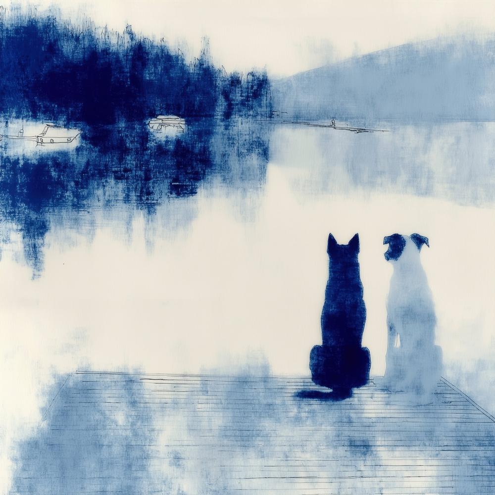 Dogs on Dock-by-Jordão de Abreu-wall-art-print-canvas-poster-framed-Gioia