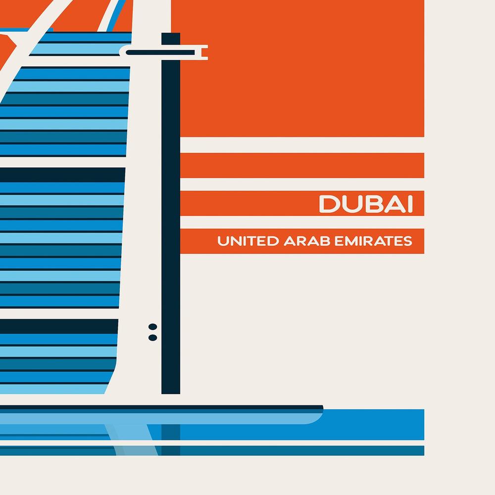 Dubai Sail Building Sunset-by-Retrodrome-wall-art-print-canvas-poster-framed-Gioia