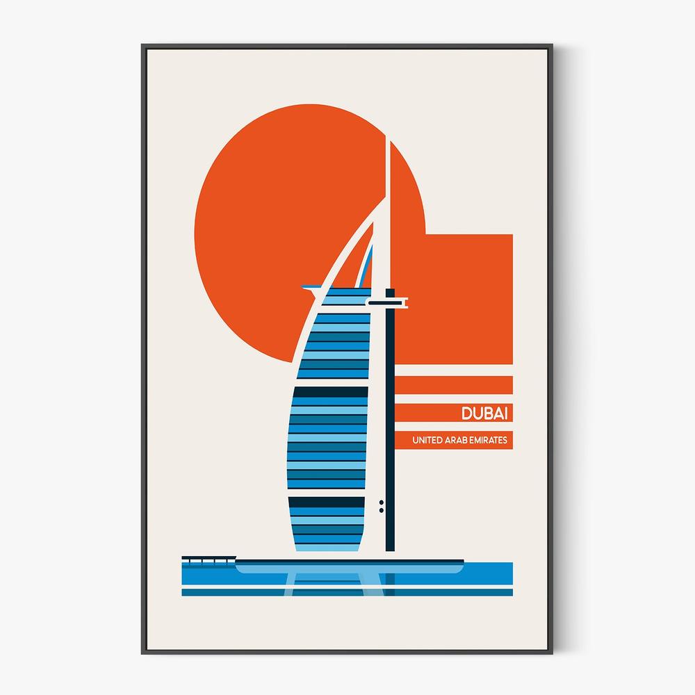 Dubai Sail Building Sunset-by-Retrodrome-wall-art-print-canvas-poster-framed-Gioia