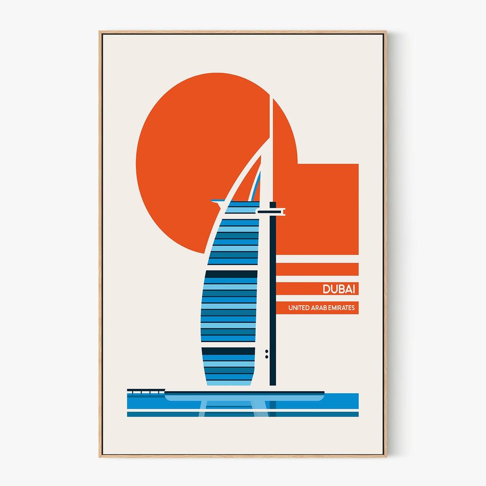 Dubai Sail Building Sunset-by-Retrodrome-wall-art-print-canvas-poster-framed-Gioia