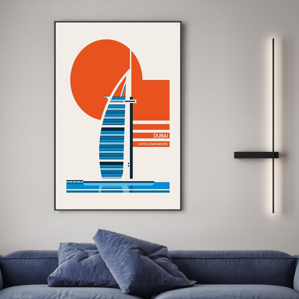 Dubai Sail Building Sunset-by-Retrodrome-wall-art-print-canvas-poster-framed-Gioia