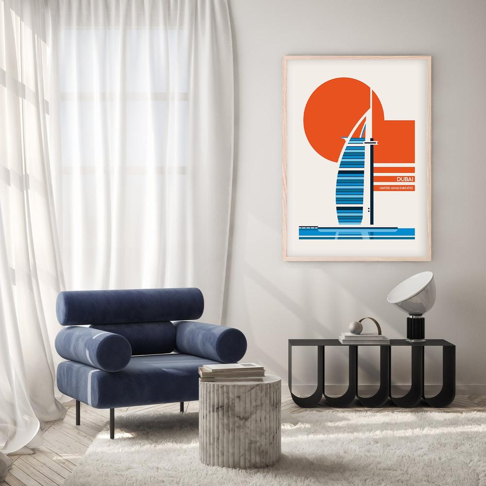 Dubai Sail Building Sunset-by-Retrodrome-wall-art-print-canvas-poster-framed-Gioia