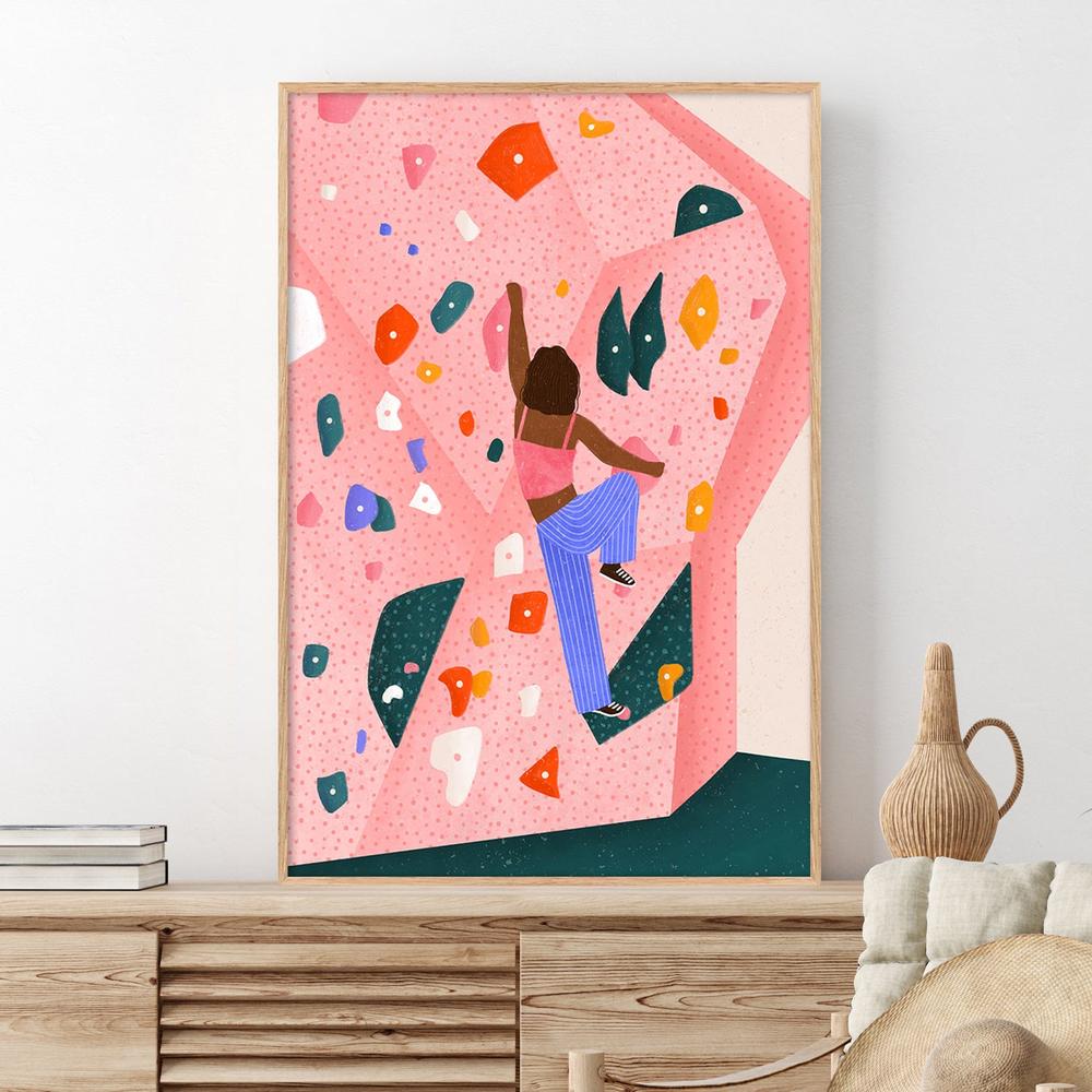Dynamic Pink Wall Climb-by-Bea Muller-wall-art-print-canvas-poster-framed-Gioia