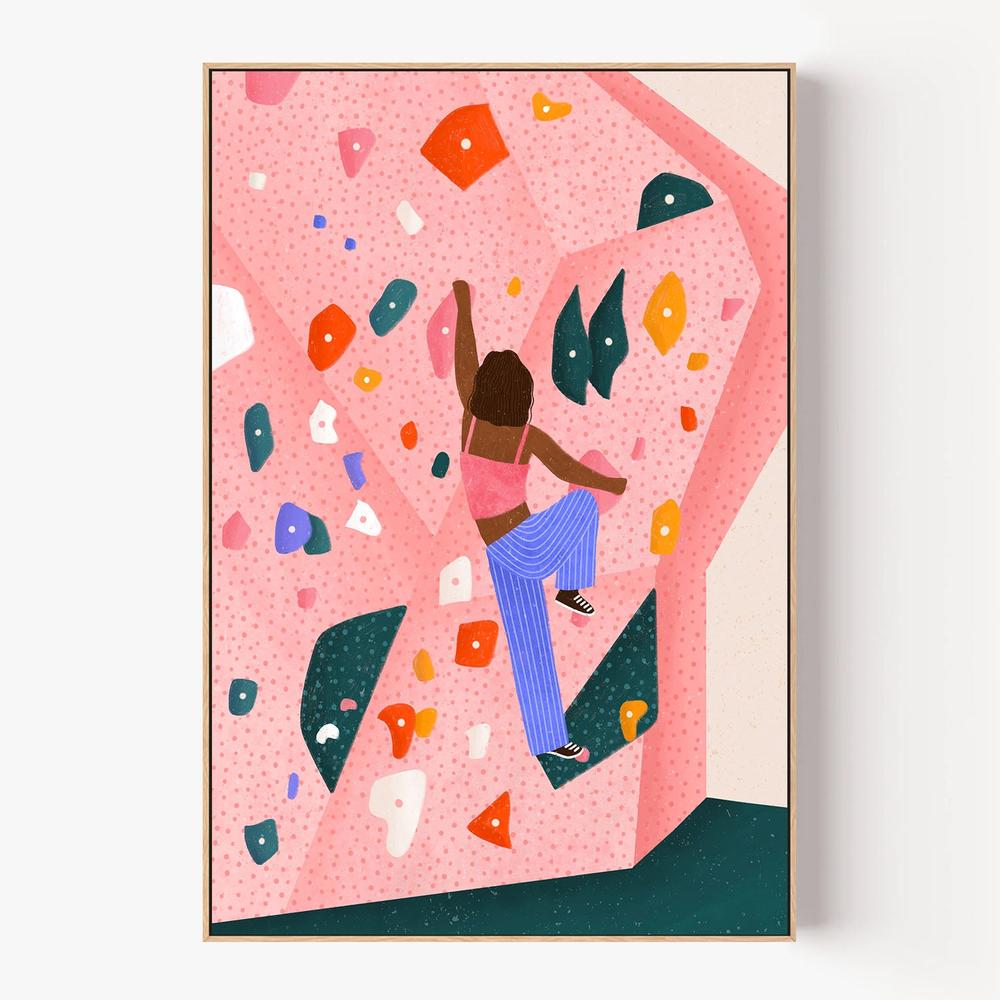 Dynamic Pink Wall Climb-by-Bea Muller-wall-art-print-canvas-poster-framed-Gioia