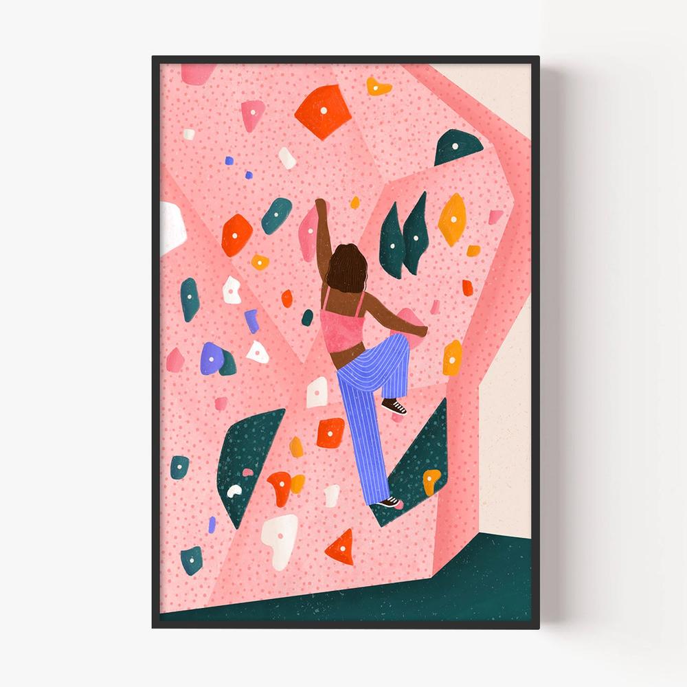 Dynamic Pink Wall Climb-by-Bea Muller-wall-art-print-canvas-poster-framed-Gioia