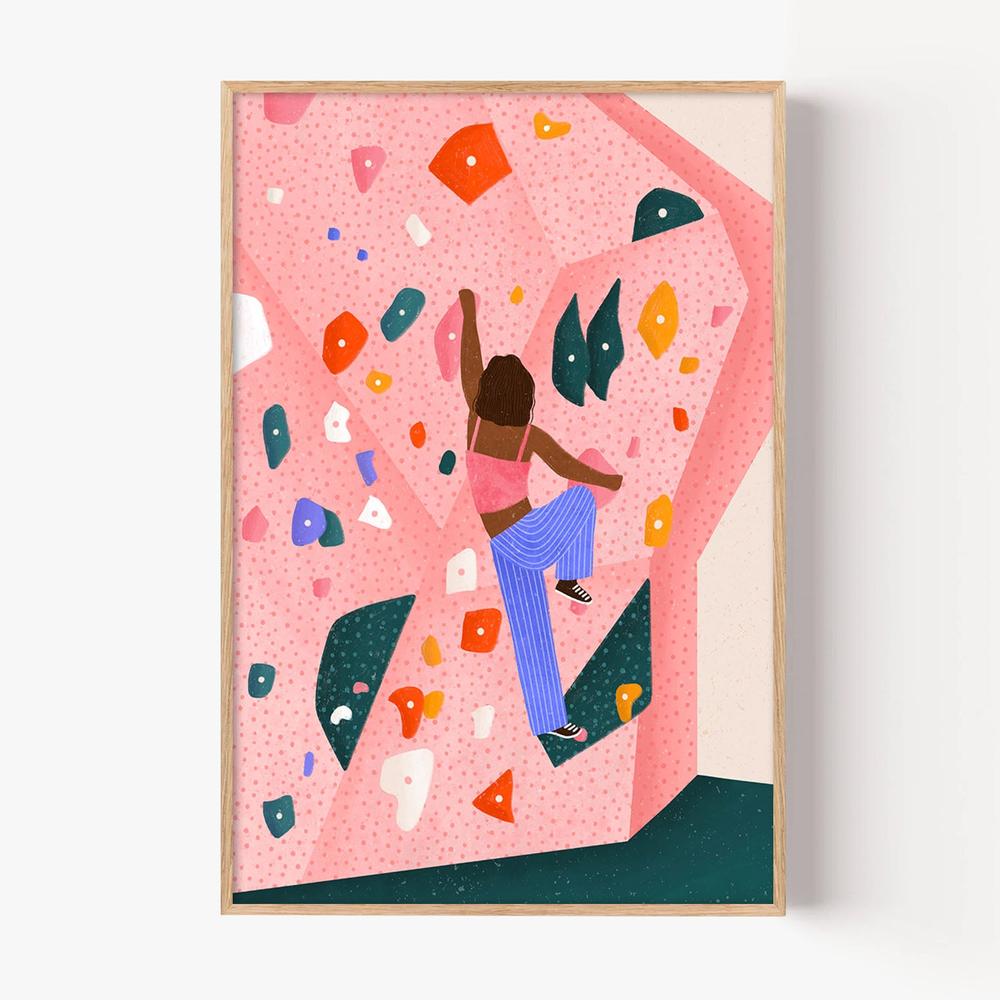 Dynamic Pink Wall Climb-by-Bea Muller-wall-art-print-canvas-poster-framed-Gioia