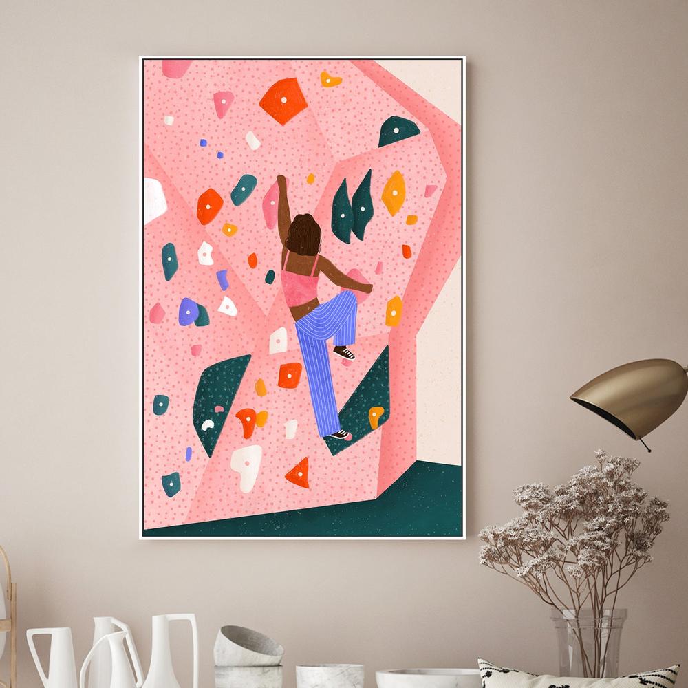 Dynamic Pink Wall Climb-by-Bea Muller-wall-art-print-canvas-poster-framed-Gioia
