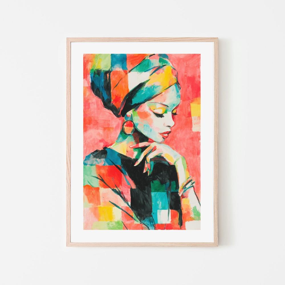 Elegant Woman with Turban-by-Chromatic Storm Studio-wall-art-print-canvas-poster-framed-Gioia