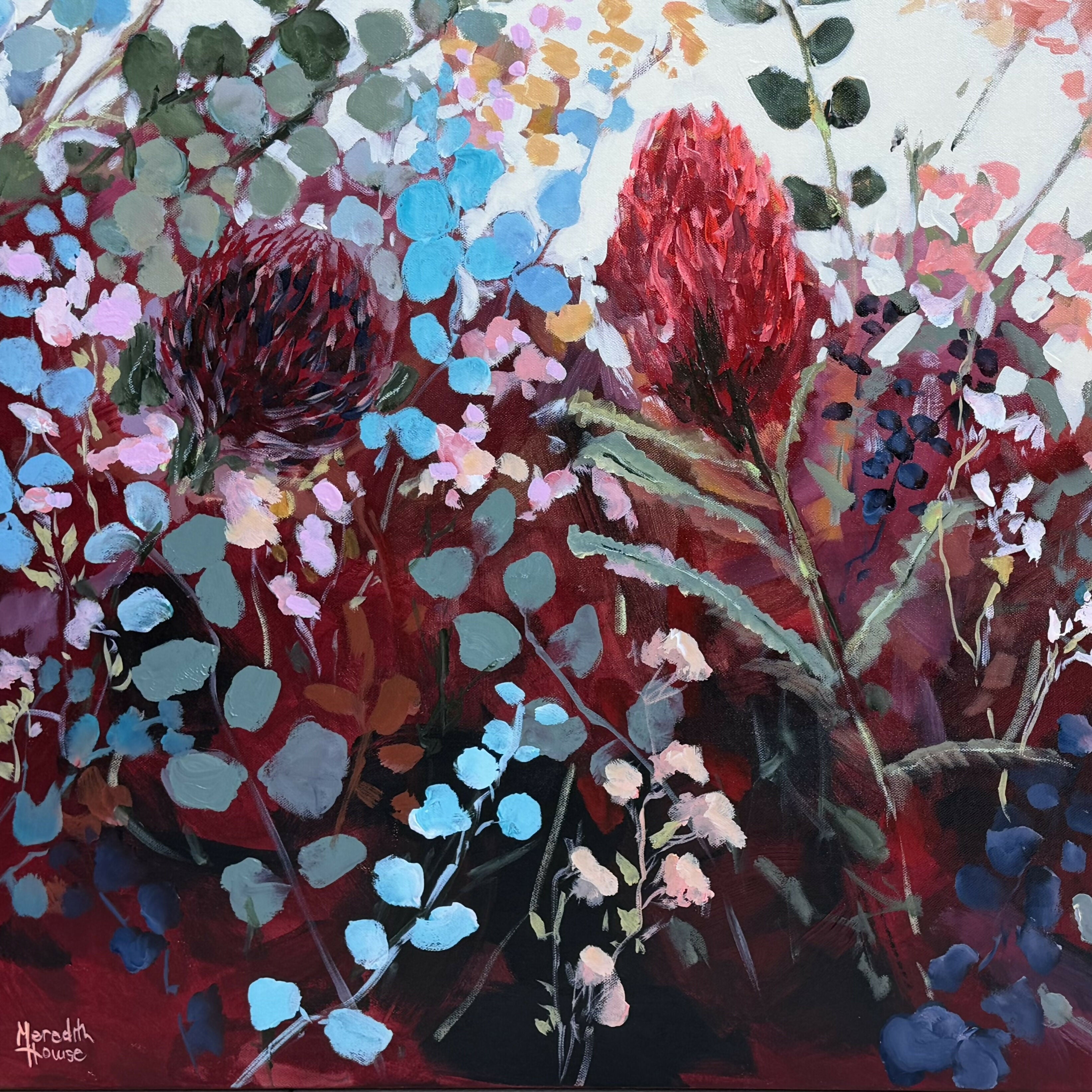 Waratah Vintage. Original hand-painted artwork by Meredith Howse.