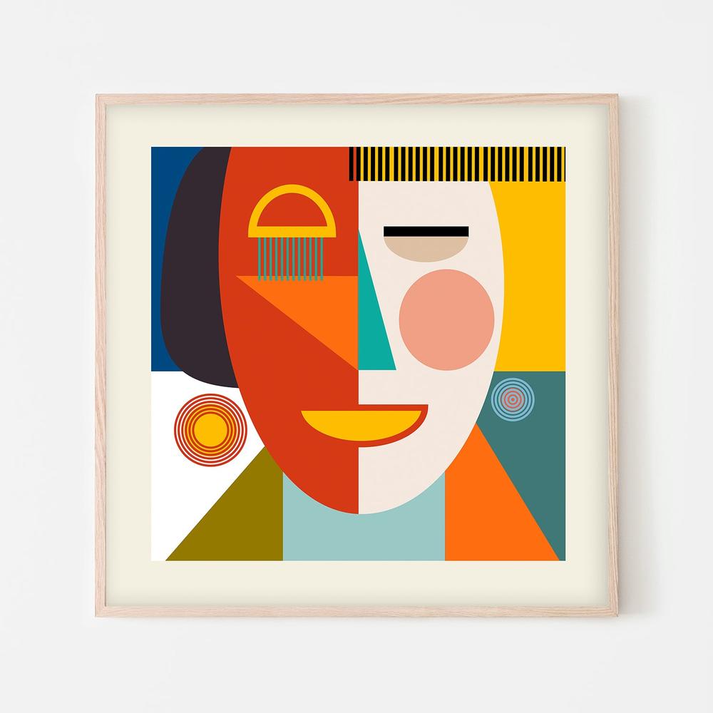 Faces Stripes Minimal Kopie-by-Ana Rut Bre-wall-art-print-canvas-poster-framed-Gioia