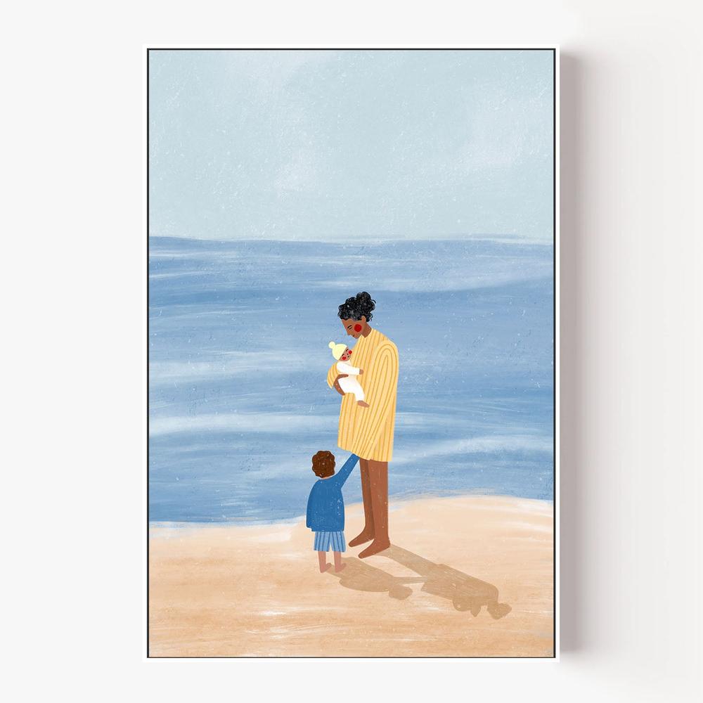 Family Beach Day-by-Bea Muller-wall-art-print-canvas-poster-framed-Gioia