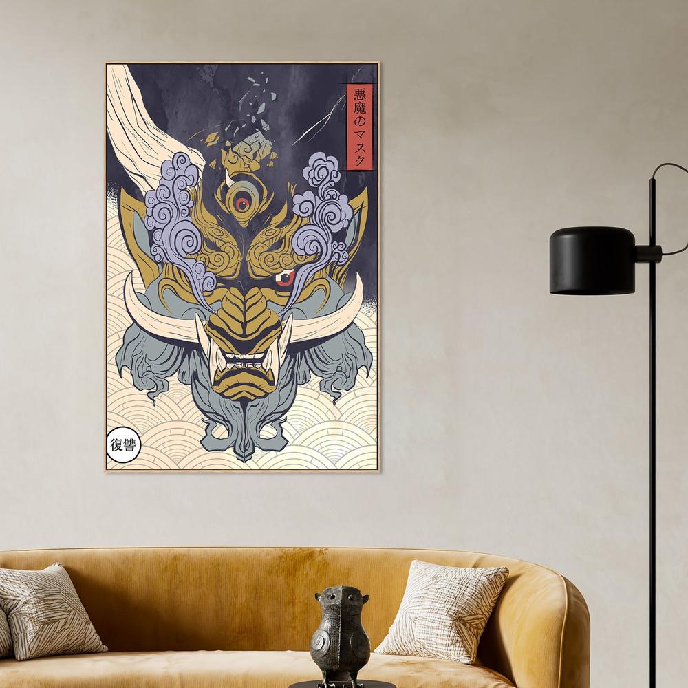 Fierce Japanese Demon Mask-by-Fadil Roze-wall-art-print-canvas-poster-framed-Gioia