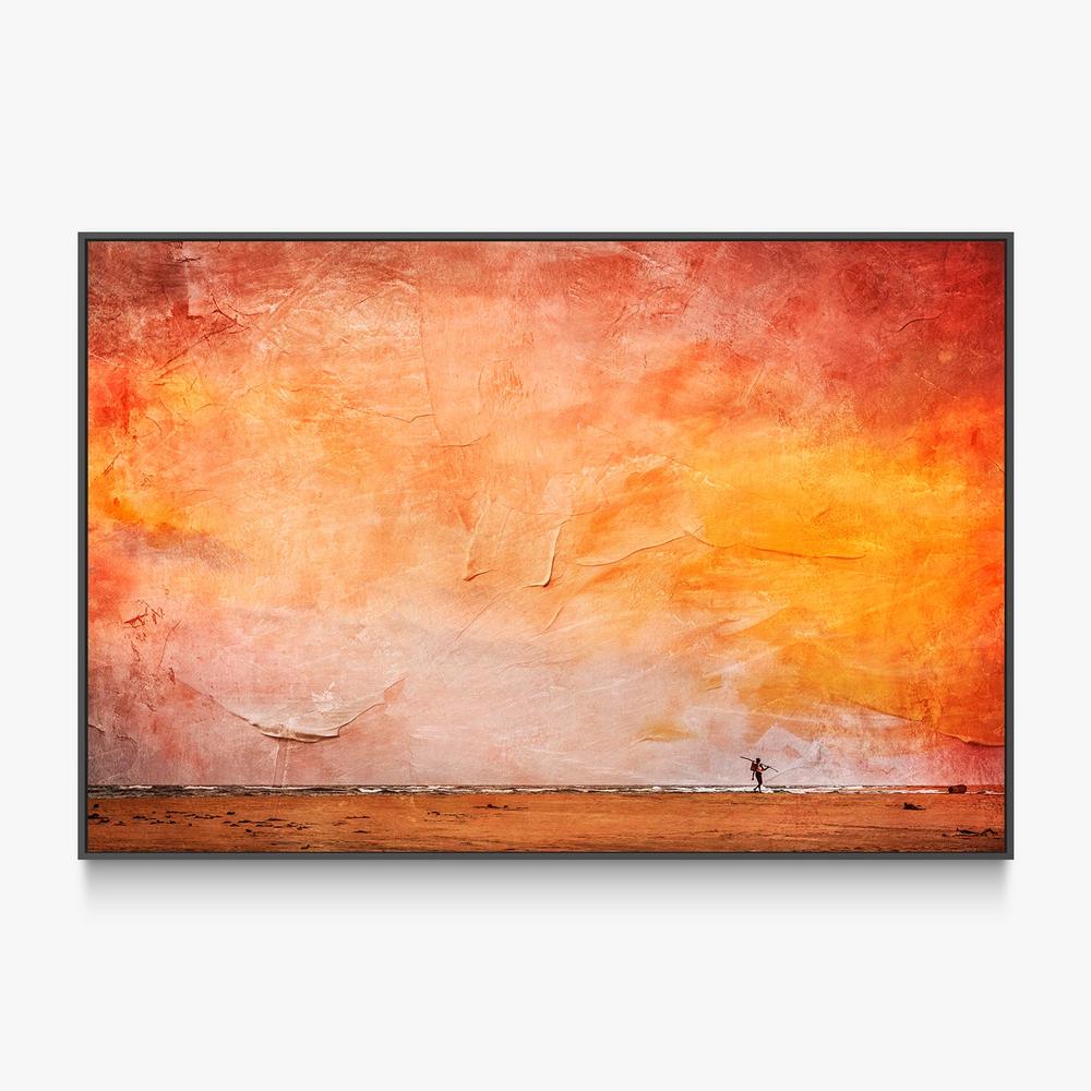 Fisherman Walking Home against a Painted Sunset Sky (Roving)-by-Andrew Paranavitana-wall-art-print-canvas-poster-framed-Gioia