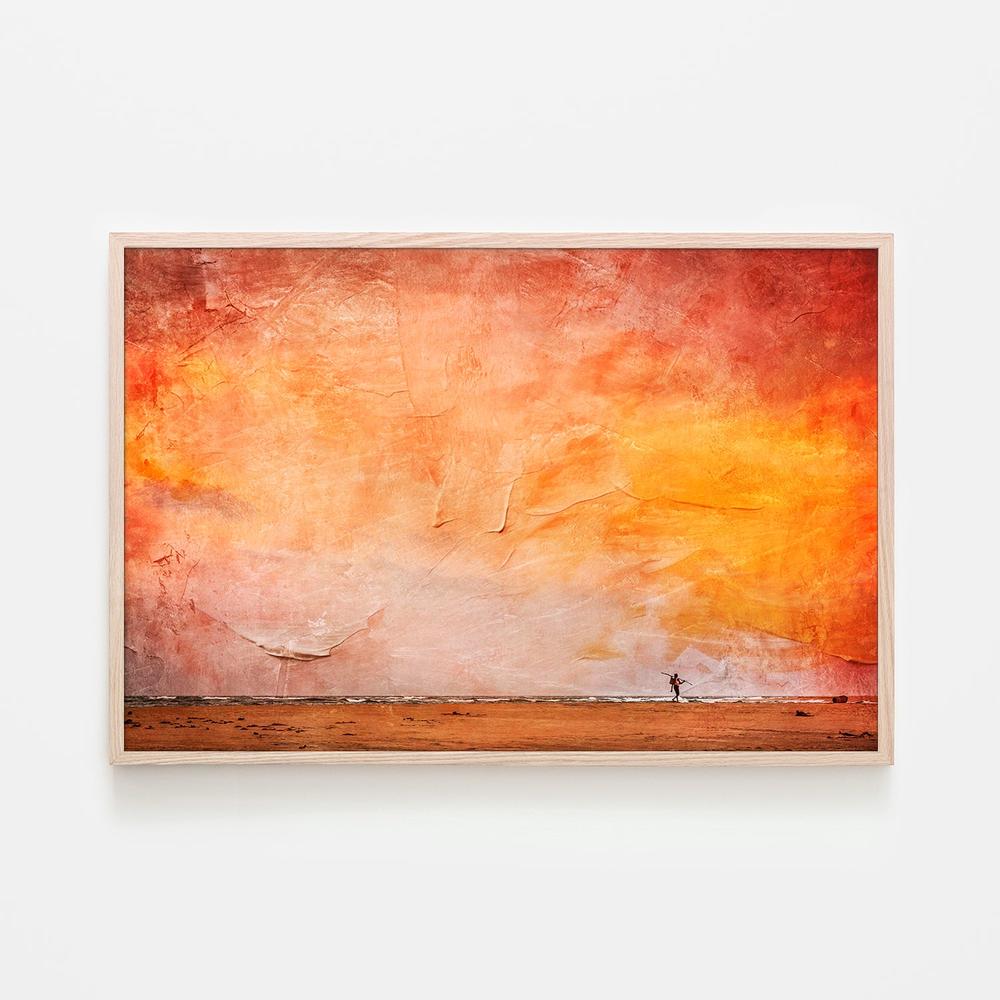 Fisherman Walking Home against a Painted Sunset Sky (Roving)-by-Andrew Paranavitana-wall-art-print-canvas-poster-framed-Gioia