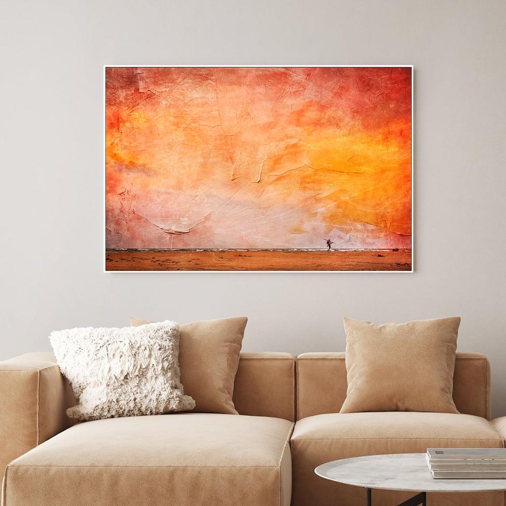 Fisherman Walking Home against a Painted Sunset Sky (Roving)-by-Andrew Paranavitana-wall-art-print-canvas-poster-framed-Gioia