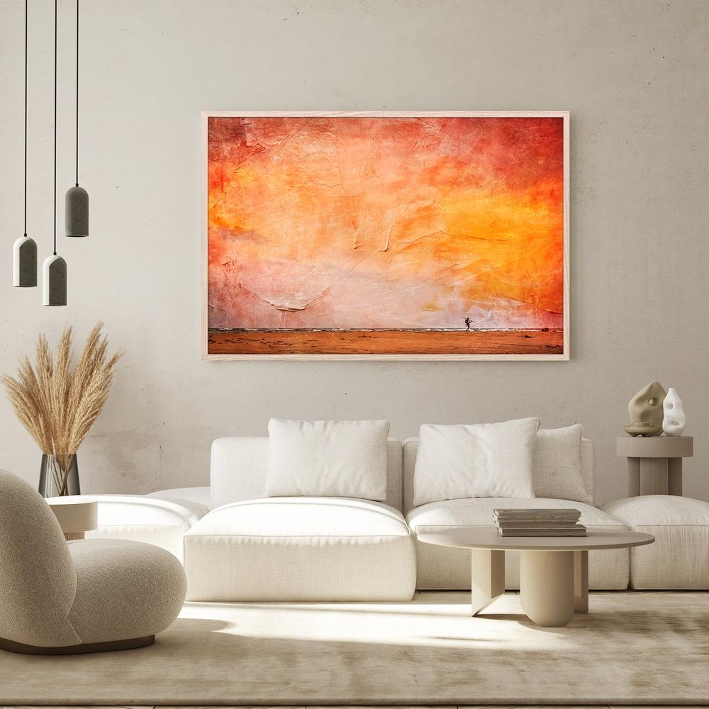 Fisherman Walking Home against a Painted Sunset Sky (Roving)-by-Andrew Paranavitana-wall-art-print-canvas-poster-framed-Gioia