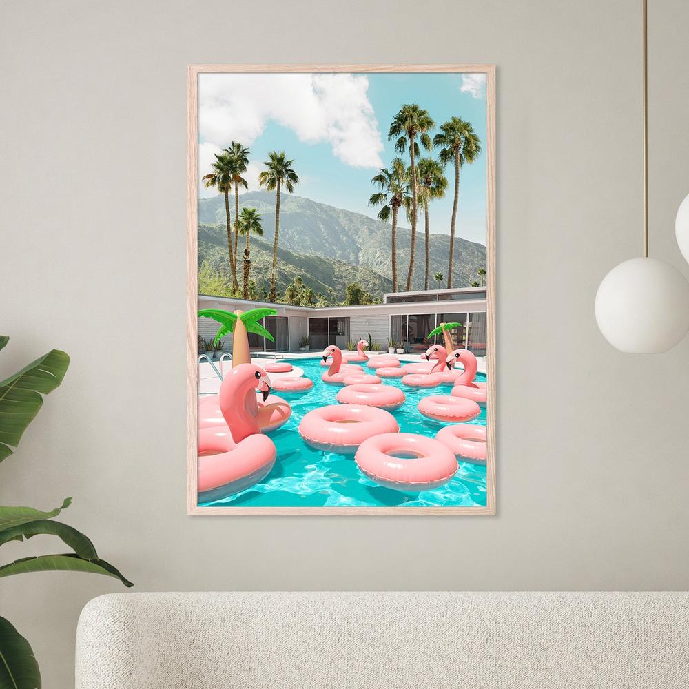 Flamingo Pool Party-by-Gal Pittel-wall-art-print-canvas-poster-framed-Gioia