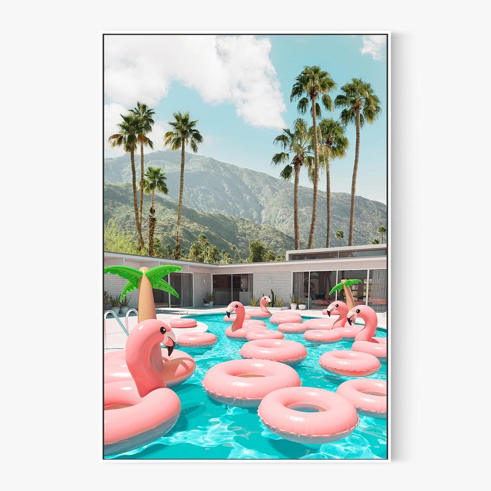 Flamingo Pool Party-by-Gal Pittel-wall-art-print-canvas-poster-framed-Gioia