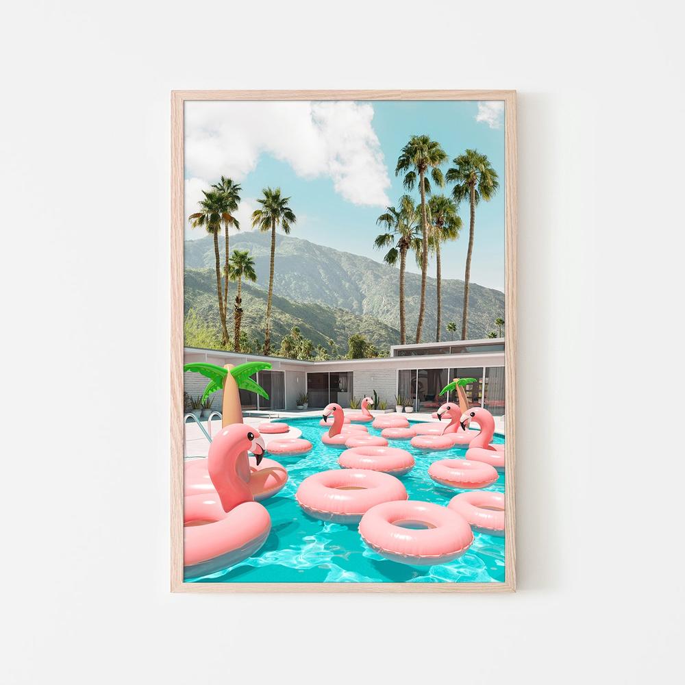 Flamingo Pool Party-by-Gal Pittel-wall-art-print-canvas-poster-framed-Gioia