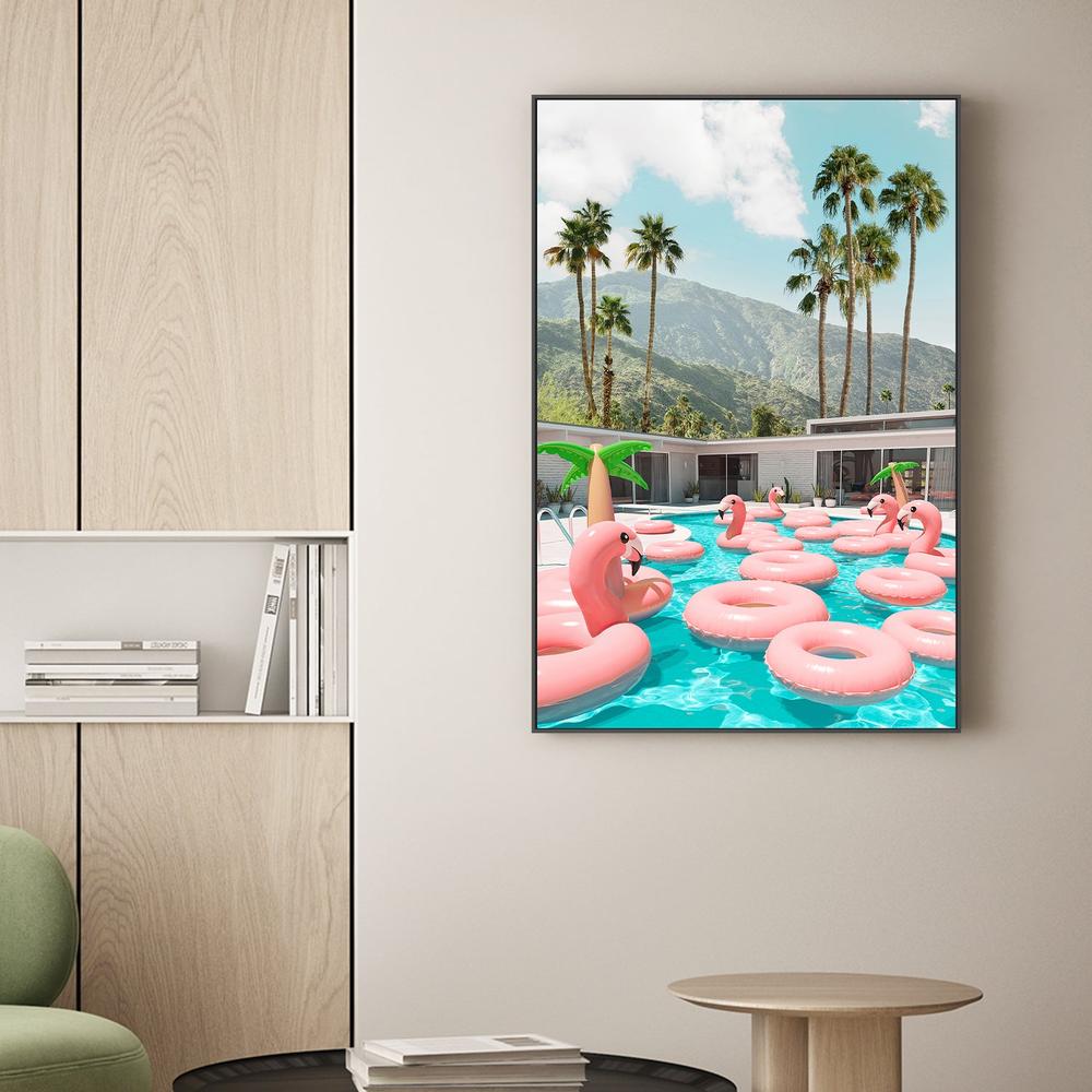 Flamingo Pool Party-by-Gal Pittel-wall-art-print-canvas-poster-framed-Gioia
